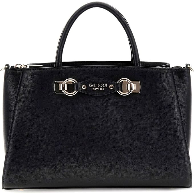 GUESS handtas schoudertas Mimina Girlfriend Satchel Black zwart