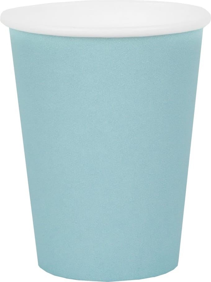 Santex feest/verjaardag bekertjes - 10x stuks - karton - lichtblauw - 270 ml