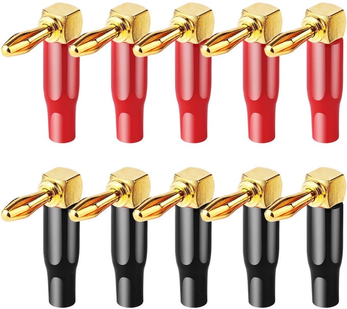 10 Stuks Rechthoekige Luidsprekerstekkers (4mm) Rood en Zwart