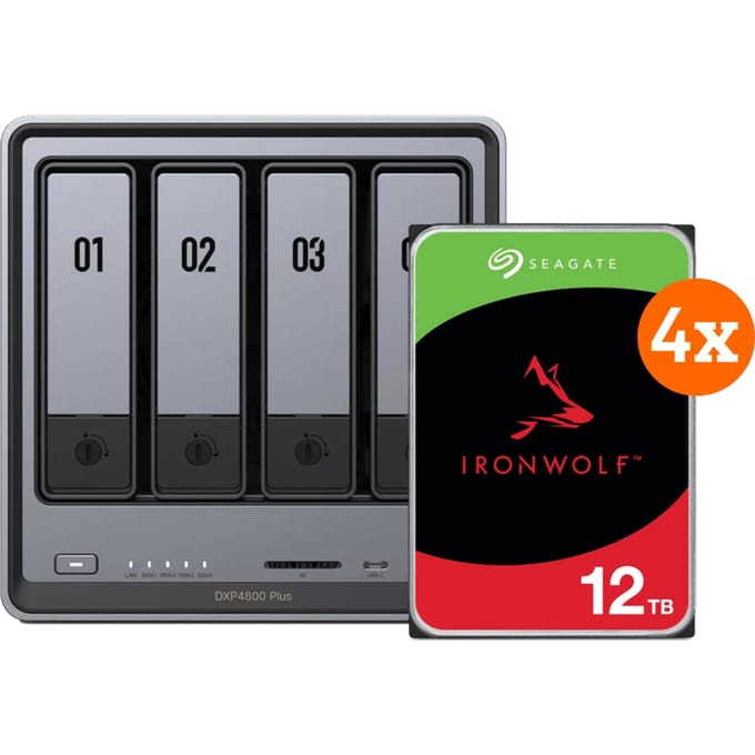 UGREEN NASync DXP4800 Plus + Seagate Ironwolf 12TB 4-Pack