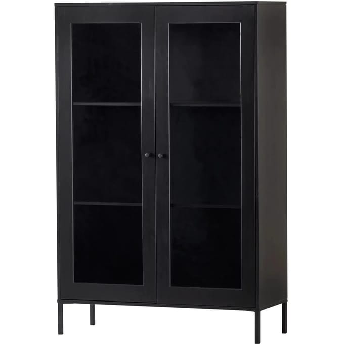 WOOOD Xam Vitrinekast - Grenen - Zwart - 155x100x40