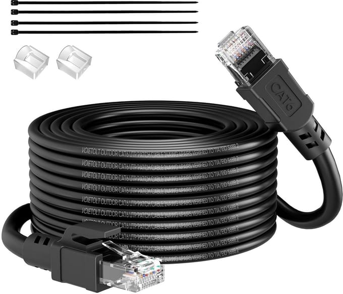 Outdoor Cat6 LAN Kabel 45m - Waterdicht, UV-bestendig, Direct Burial Ethernetkabel 10 Gbps