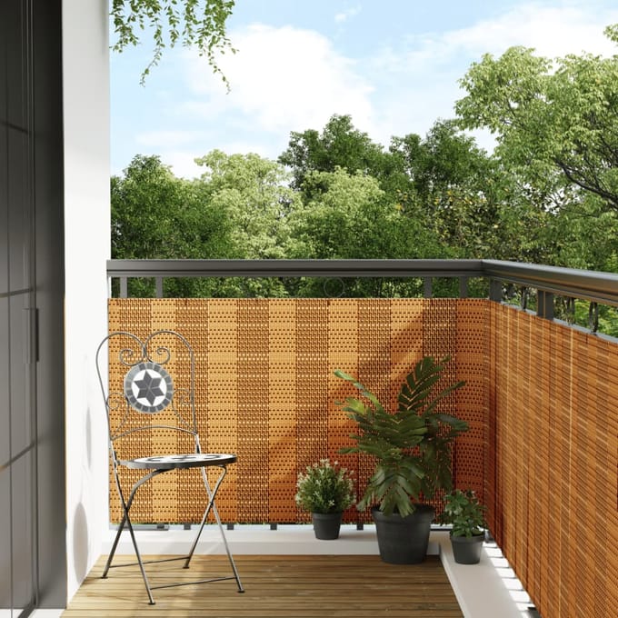 vidaXL - Balkonscherm - 1000x80 - cm - poly - rattan - lichtbruin