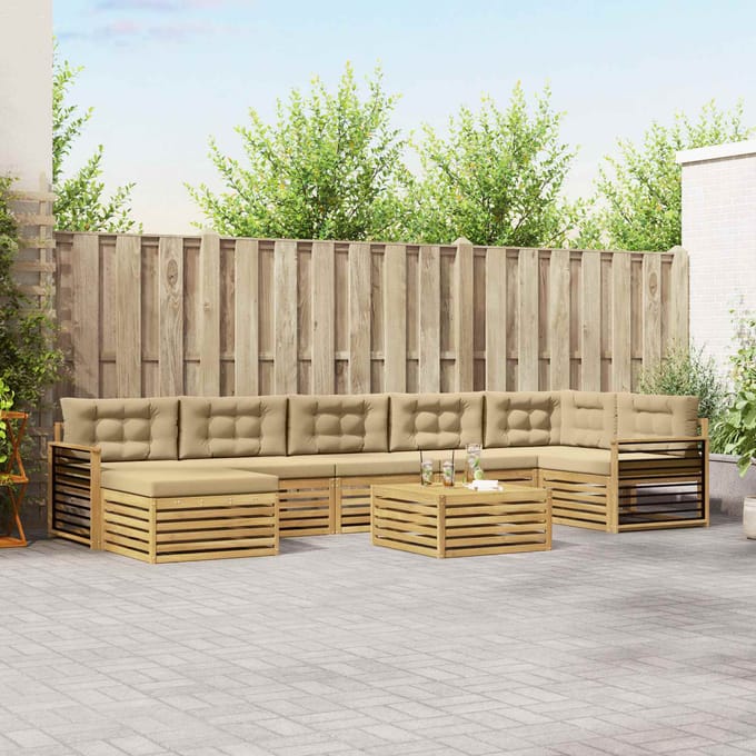 vidaXL - Buiten - bank - set - 8 - st - Wit - en - Beige