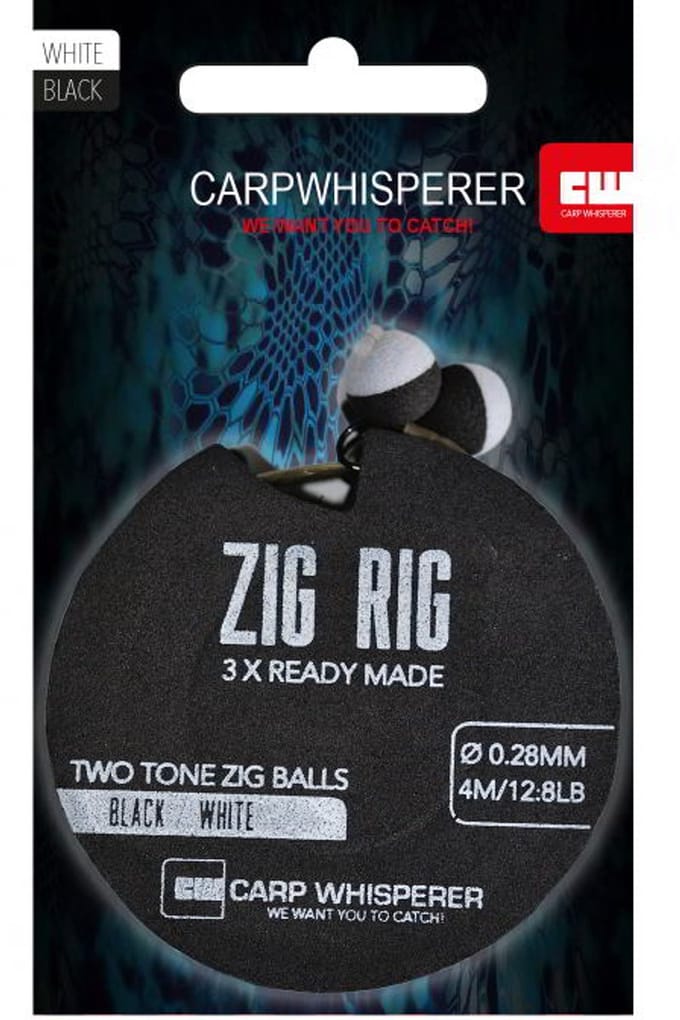 Carp Whisperer - Zig Rigs kant en klaar - 3 stuks - Zwart/Wit