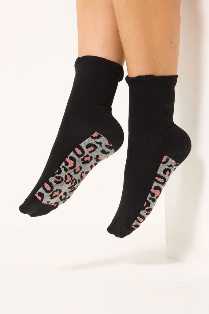 Yours 4Pack Zwarte Enkelsokken Met Dierenprint Size 41-44