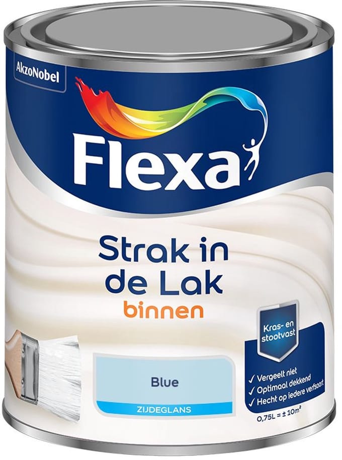 Flexa - Strak In De Lak Binnenlak Zijdeglans - Blue - Mengverf - 750 Ml