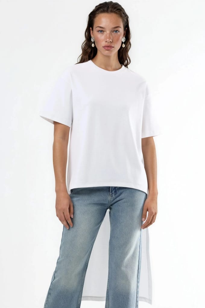 Oversized Crew Neck Tuniek met Split
