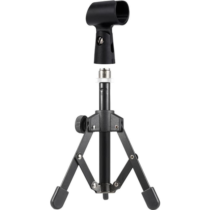 MS-12 Mini Opvouwbare Verstelbare Desktop Microfoonstandaard Statief met MC5 Mic Clip Houder Beugel voor gray