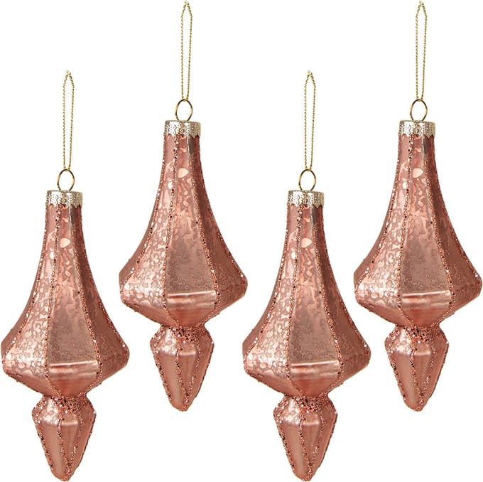 Clayre & Eef Kerstbal Set van 4 Overig Ø 6 cm Roze Glas Kerstballen