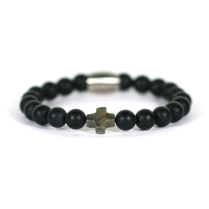 IbizaMen KIDS - pyrite kruis matte onyz 6mm - 14cm