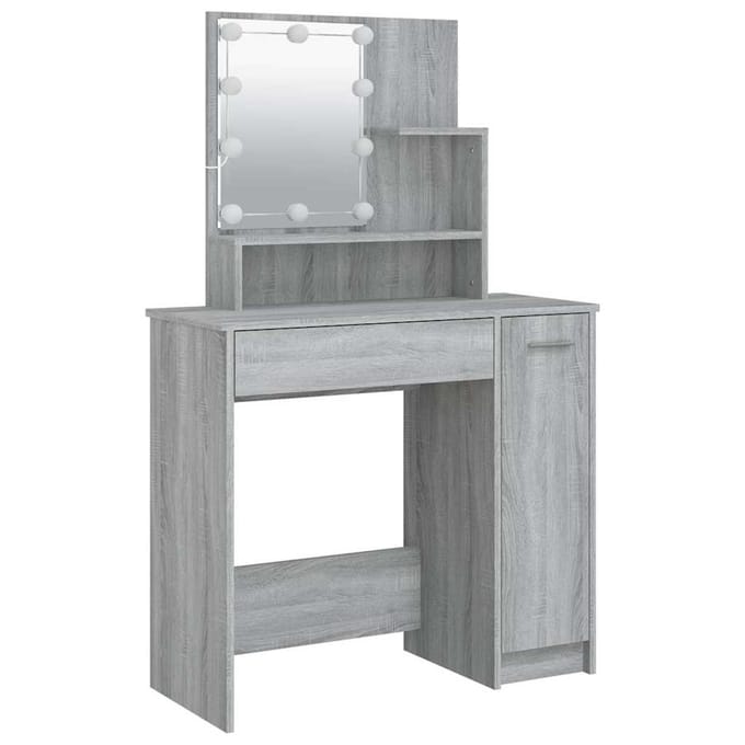 vidaXL - Kaptafel - met - LED - 86,5x35x136 - cm - grijs - sonoma - eikenkleurig