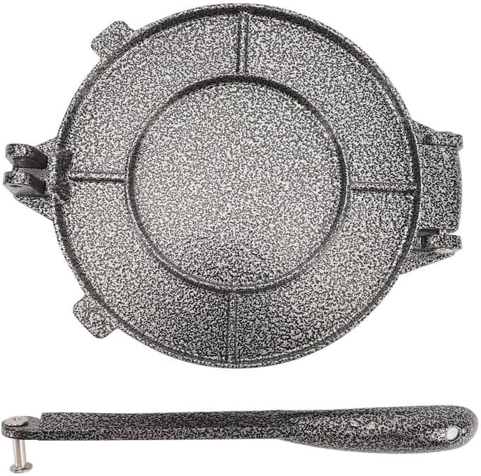 Dailygoods- Tortillapers Gietijzer - Handmatige Tortillamaker - Multifunctioneel - Ergonomische Handgreep - 20x16 cm - Ideaal voor Flatbreads
