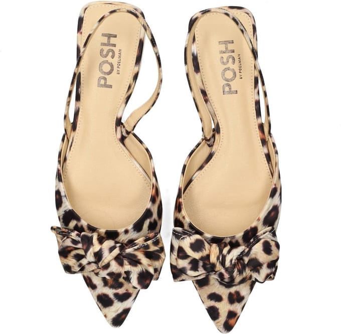 POSH by Poelman LOA - maat 37 - Dames Slingbacks - Bruin Met Dierenprint