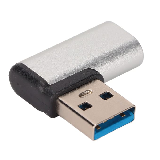 90 Graden USB 3.0 naar Type C Adapter 3A 10GBPS USB Linker Hoek Adapter voor Mobiele Telefoons Tablets Harde SchijvenZilver zilver