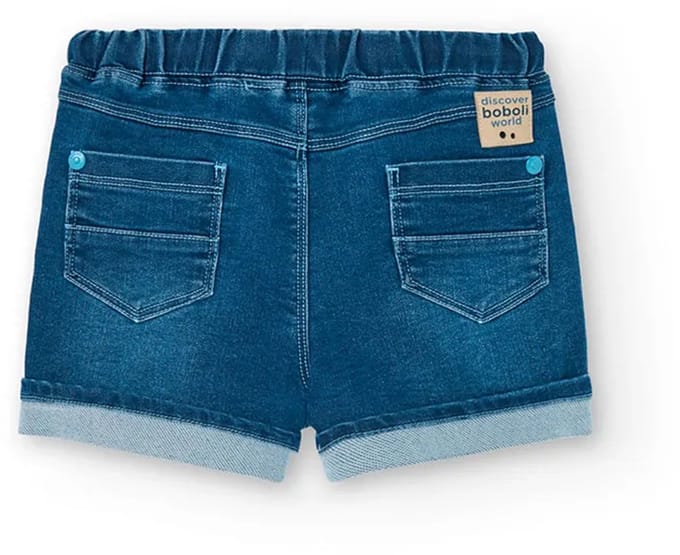 Boboli Knit Denim Korte Broek Blauw 6 Months Jongen