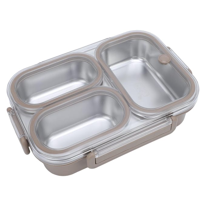 1.2L Lunchbox Container 304 Roestvrij Staal 3 Compartimenten Draagbaar Afneembaar Voedselwarmer Voedselcontainer Kaki L gray