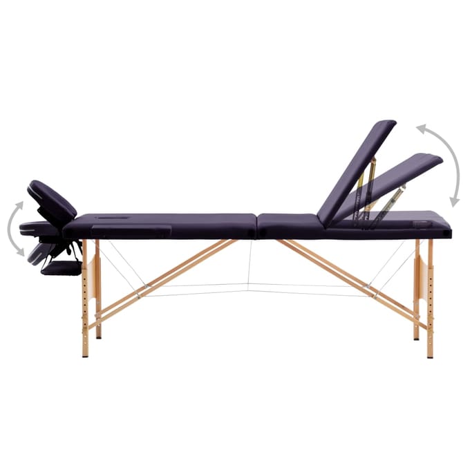 vidaXL - Massagetafel - inklapbaar - 3 - zones - hout - paars