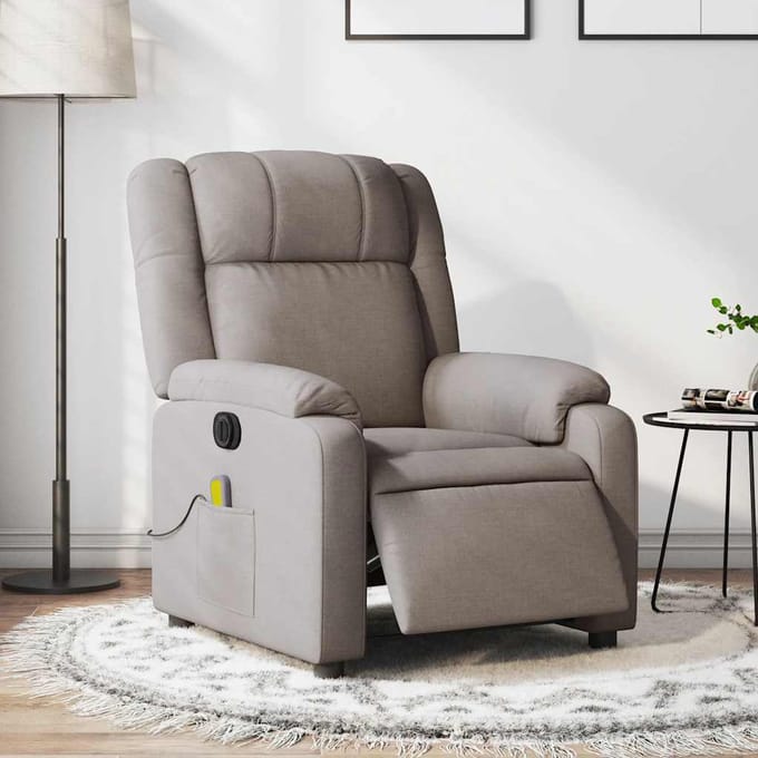 vidaXL - Massagestoel - elektrisch - verstelbaar - stof - taupe