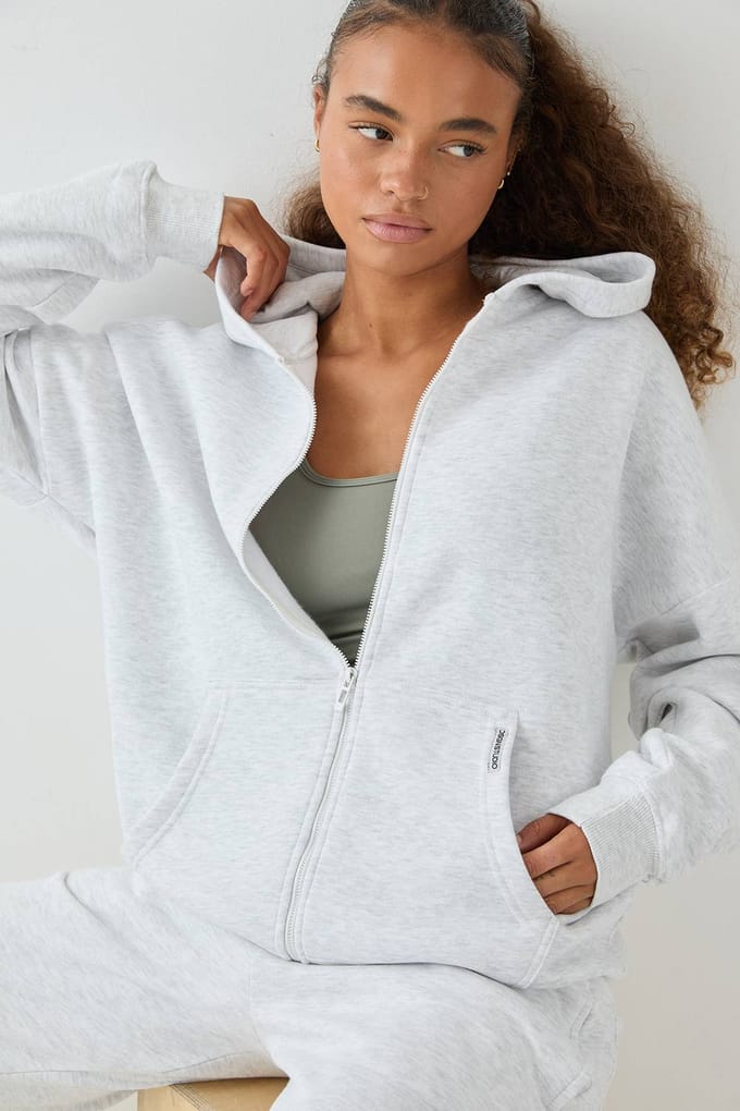 Dames DSGN Studio Oversized Hoodie met Rits | Asgrijs | Maat: Large