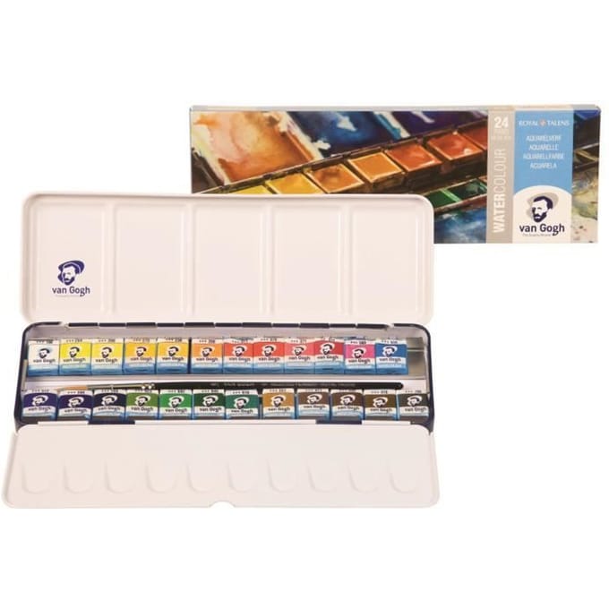 Aquarelverf - Metalen set - van Gogh - 24 napjes en penseel