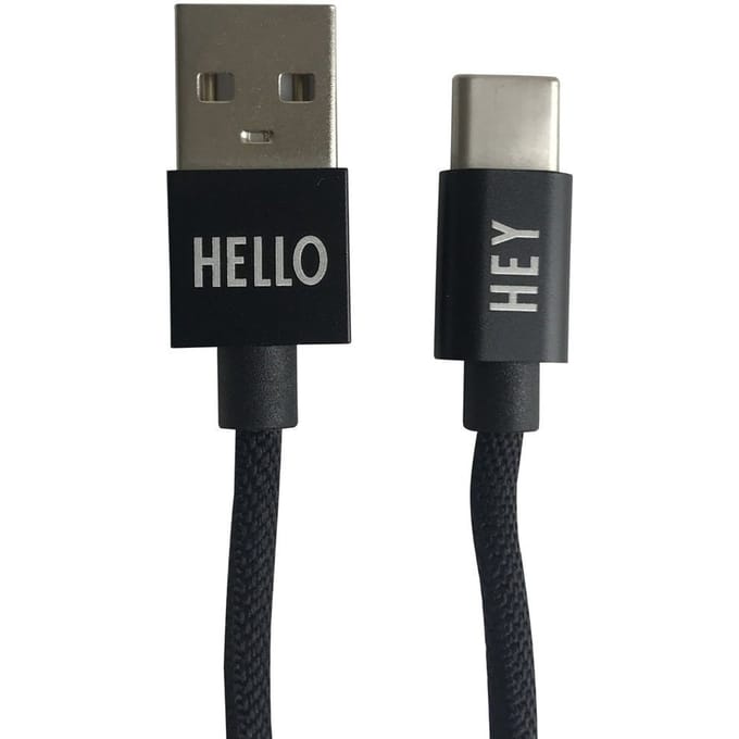 DESIGN LETTERS - HEY oplaadkabel - zwart - USBC