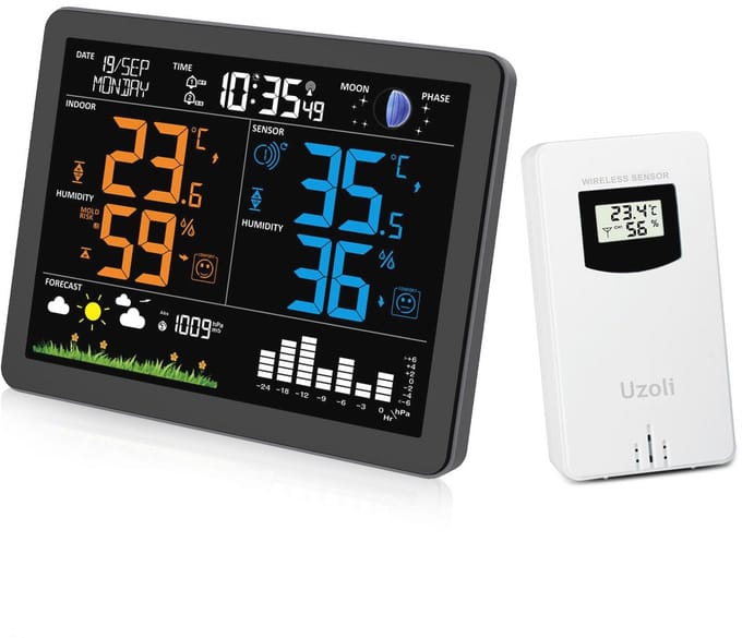 Draadloos Weerstation met Buiten sensor - Thermometer, Hygrometer en Weer Prognose