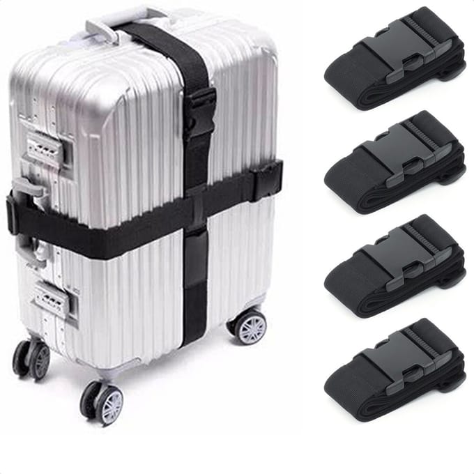 Kofferriem Cadebo Bagageriem - Set van 4 - Zwart