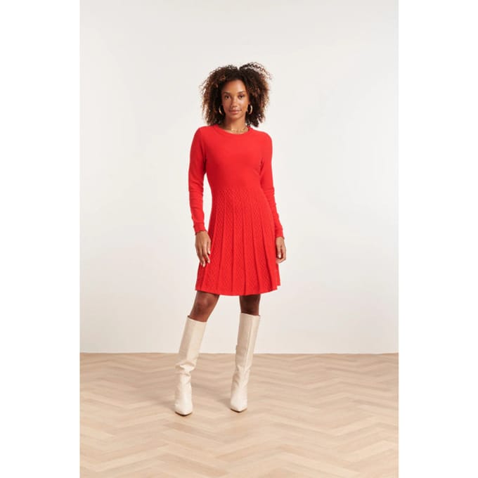 Smashed Lemon 23827 ronde hals jurk met uitlopende rok |