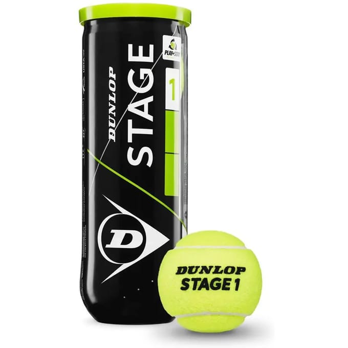Tube met 3 tennisballen Dunlop Stage 1