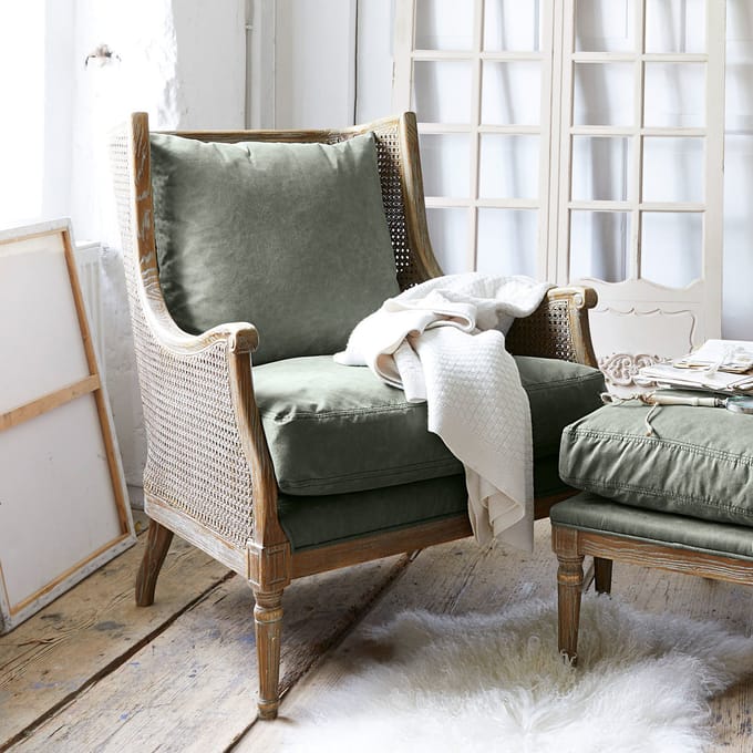LOBERON Fauteuil Greenbrier antiekbruin/groen
