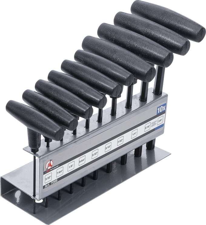 BGS Inbussleutelset met T-greep inch 3/32 - 3/8 10 delig