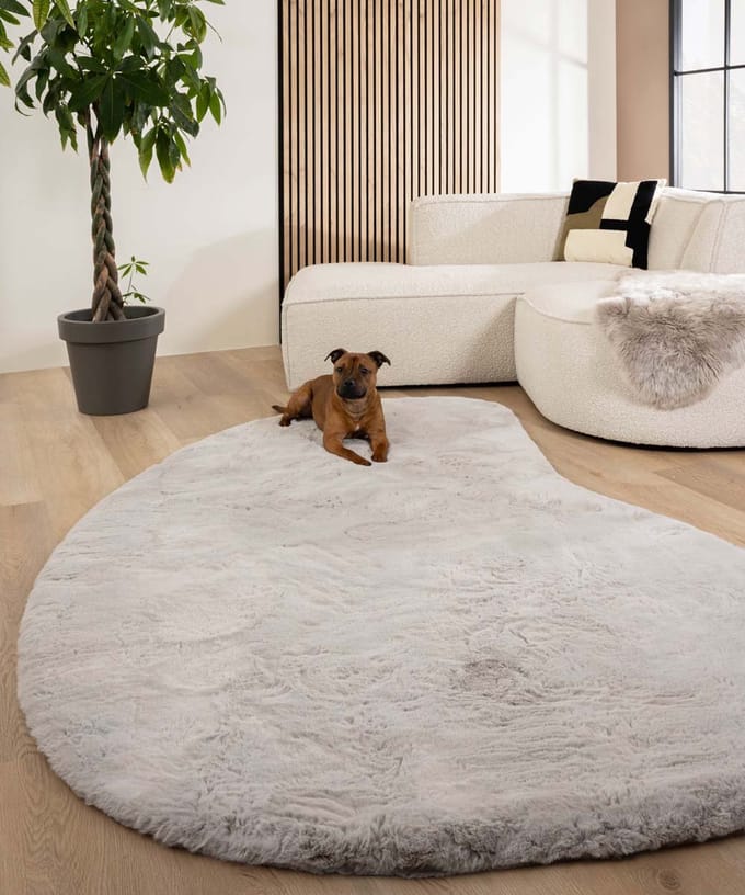 Fluffy vloerkleed organisch - Comfy Plus lichtgrijs 80x122