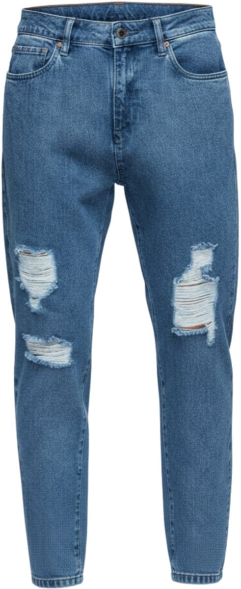 OMBRE Broek - Loose Fit - Katoen - Rits Indigo S