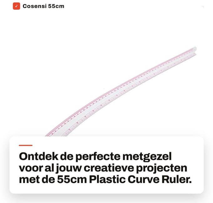 Dailygoods- Curve Liniaal 60.5 cm - Multifunctioneel - Transparant - Precisie - Ontwerp - Kleding - Tekenliniaal