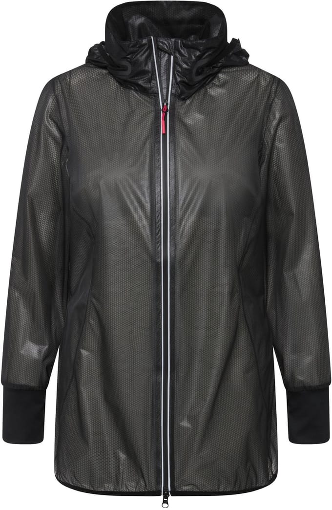 Ulla Popken - Dames - HYPRAR functionele jas waterdicht capuchon licht - Zwart - Maat 42+