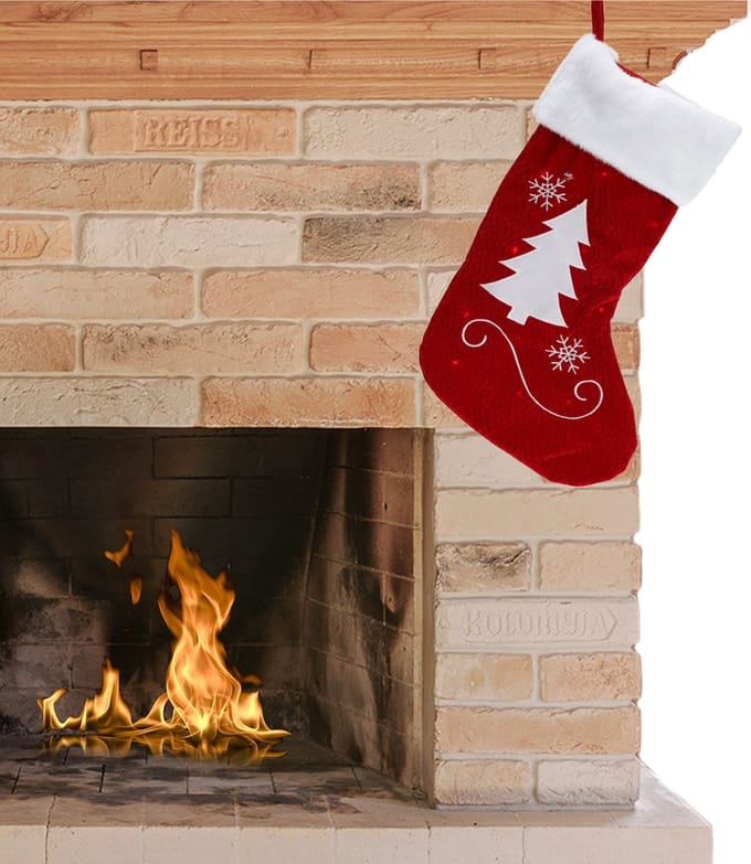 Christmas Decoration kerstsok -kerstboom print -met verlichting - 41cm
