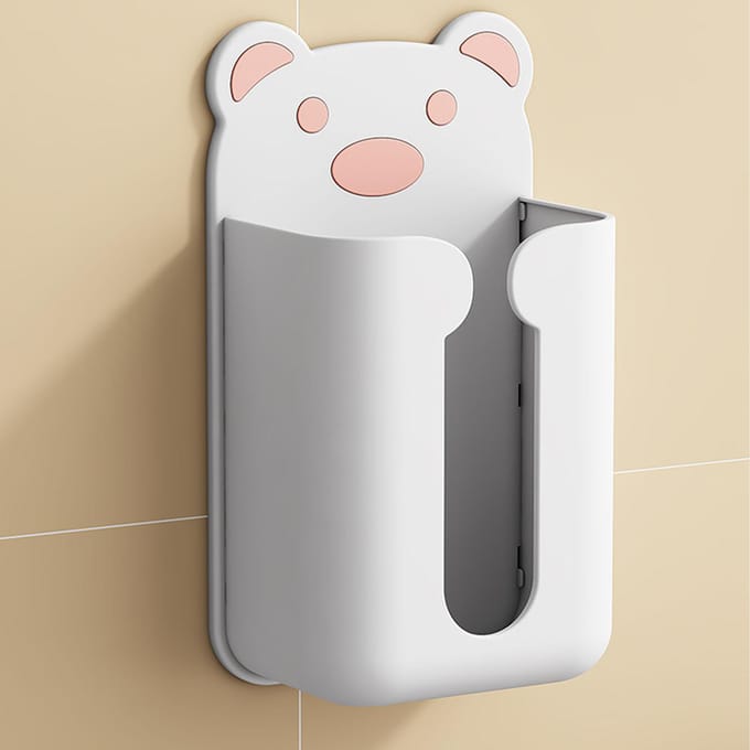 Boîte à mouchoirs murale sans perçage motif ours mignon distributeur de mouchoirs en plastique pour maison salle de bain marron