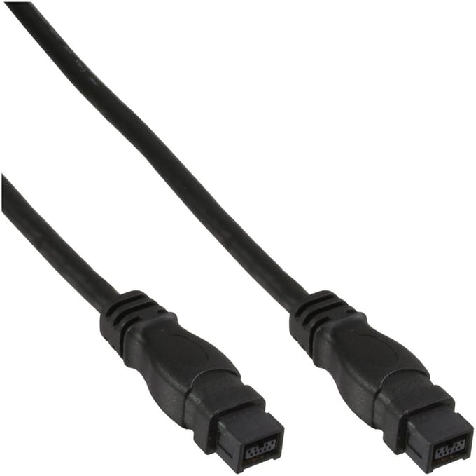 InLine® FireWire-kabel, IEEE1394 9-pin male / male, zwart, 1,8m