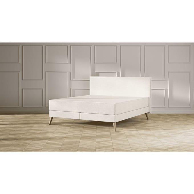 Emma Original Elite Boxspring Bed 140x200 - Beige - Effen Hoofdbord - Beukenhout Pootjes