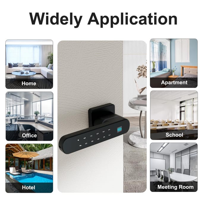 Vingerafdruk slim deurslot met handvat 4 in 1 Keyless Entry Tuya APP sleuteltoegangscodes Smart white