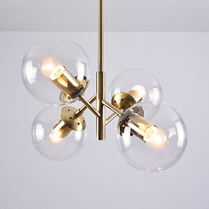 LumenXL LumenXL - Hanglamp Florence - Goud - Transparant glas - 4-lichts - E27