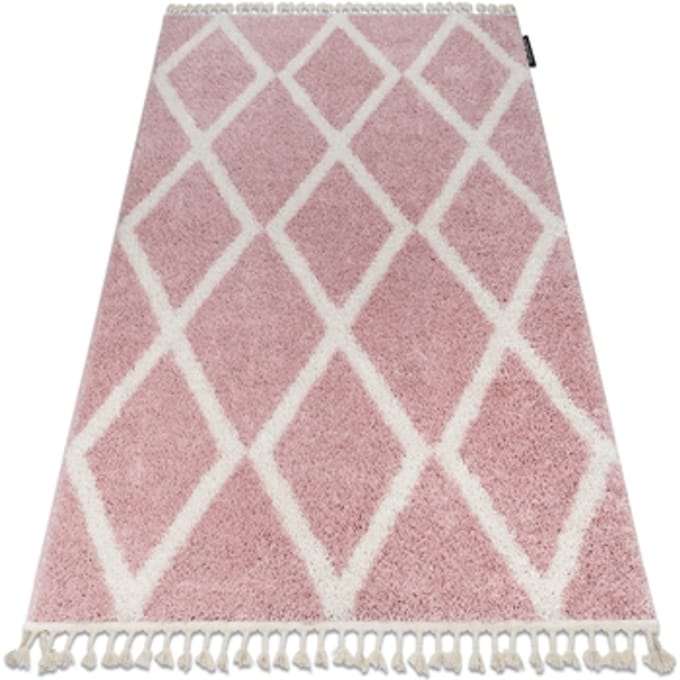 Kleden Rugsx Tapijt BERBER TROIK A0010 rozekleuring / witrand 80x150 cm