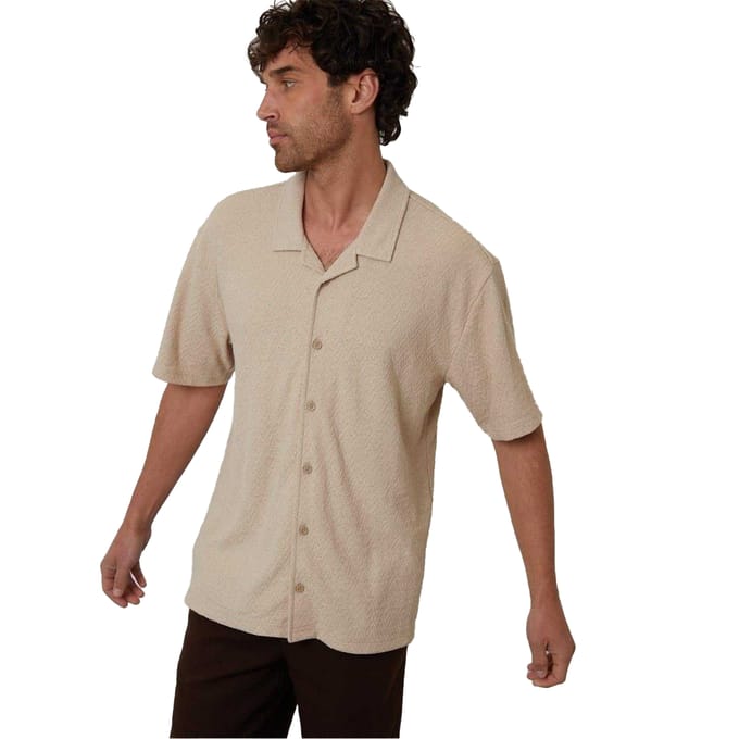 Threadbare Herenoverhemd van Selkirk met relaxte pasvorm (Steen)