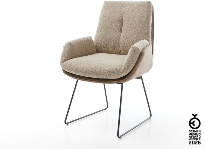 Gestoffeerde-stoel Zoa-Flex slipframe zwart materiaalmix mud pocketveer kern