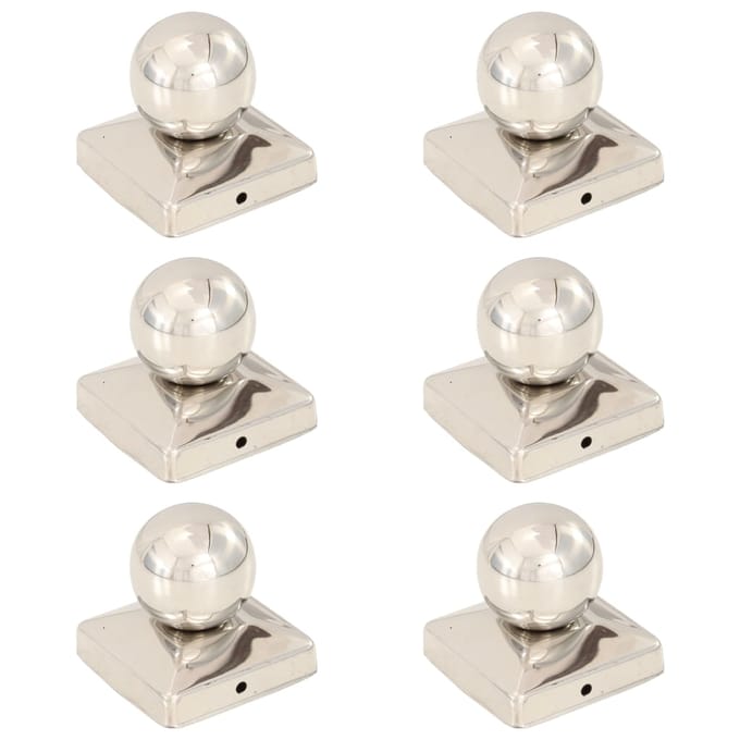 Bouchons de poteau 6 pièces. Forme Sphérique Acier Inoxydable 81 x 81 mm