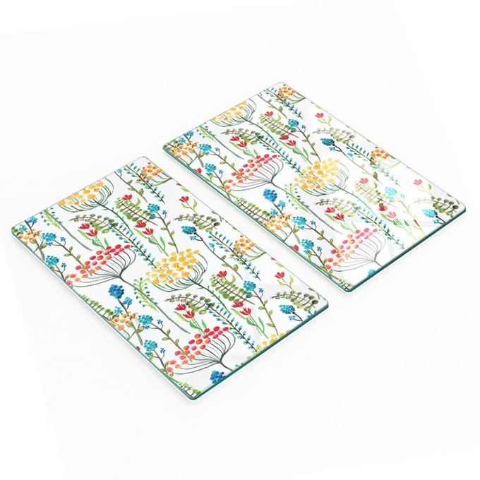 Keukenplanken van gehard glas met afbeeldingen, 2 stuks, bloemen, 2x30x52 cm