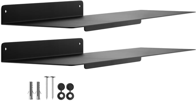 2 stuks Wandplank HOVER-VI 450x130x60mm zwart