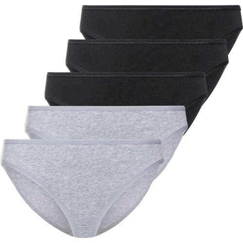 ESMARA 5 dames slips (Zwart/grijs, XXL)