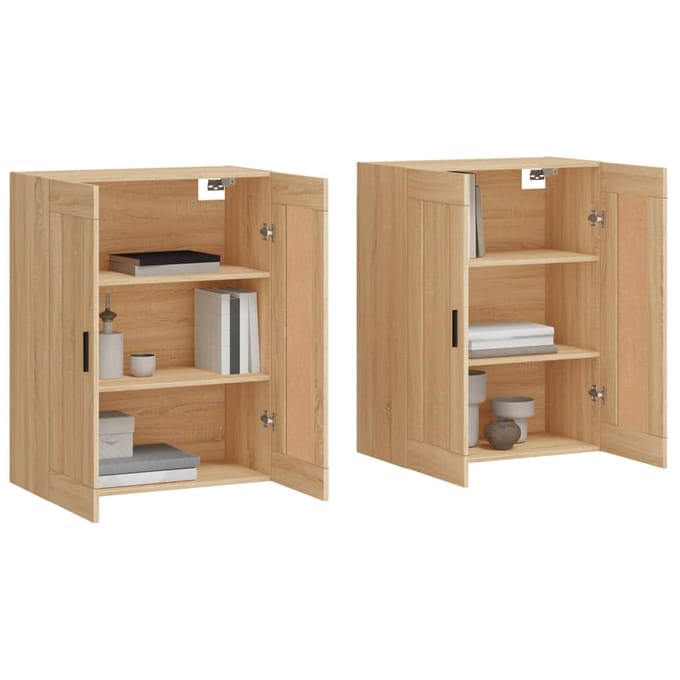 vidaXL - Hangkasten - 2 - st - bewerkt - hout - sonoma - eikenkleurig